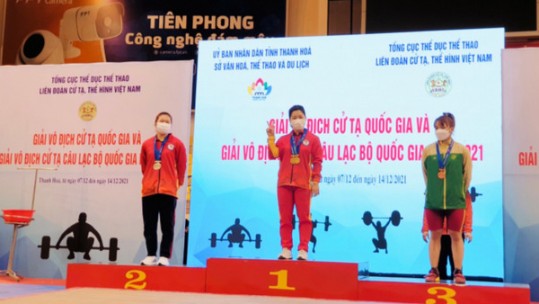 Lào Cai xếp thứ 3 toàn đoàn tại Giải Vô địch cử tạ Quốc gia và Giải Vô địch cử tạ các câu lạc bộ Quốc gia năm 2021