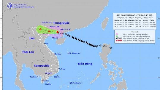 Bão số 1 giật cấp 12, cách Móng Cái (Quảng Ninh) 100km