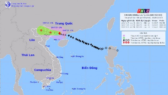 Bão số 1 đang tiếp tục di chuyển nhanh