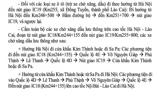 Phân luồng, tổ chức giao thông trên cao tốc Nội Bài – Lào Cai