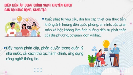 Điều kiện áp dụng chính sách khuyến khích cán bộ năng động, sáng tạo