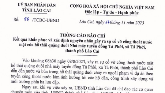 Môi trường khu vực xung quanh hồ thải quặng đuôi Nhà máy tuyển đồng Tả Phời đã đảm bảo an toàn