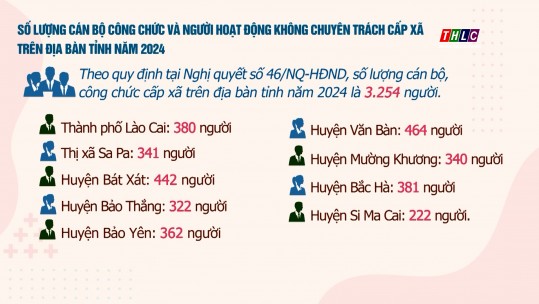 Số lượng cán bộ công chức và người hoạt động không chuyên trách cấp xã trên địa bàn tỉnh năm 2024