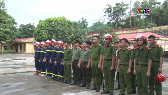 Công an huyện Văn Bàn thực tập phương án chữa cháy và cứu nạn cứu hộ