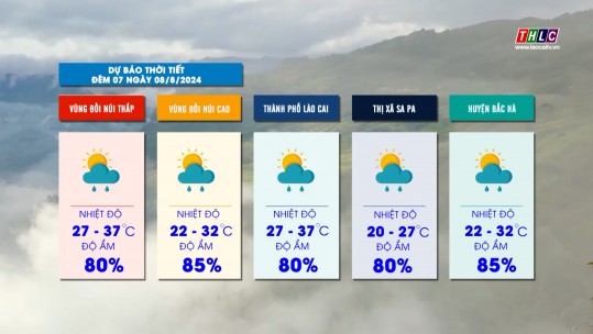 Dự báo thời tiết đêm 07 ngày 08/8/2024
