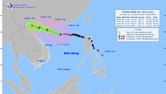 Bão số 3 vẫn giữ nguyên cấp độ siêu bão, cách Quảng Ninh 620 km, gió giật cấp 16