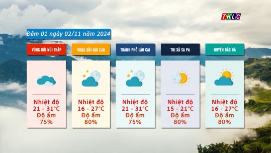 Dự báo thời tiết đêm 01 ngày 02/11/2024