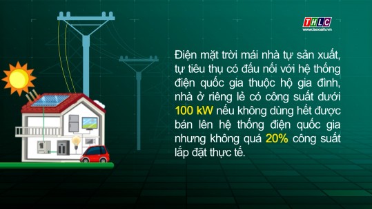 Điện mặt trời mái nhà tự sản xuất được bán tối đa 20% công suất