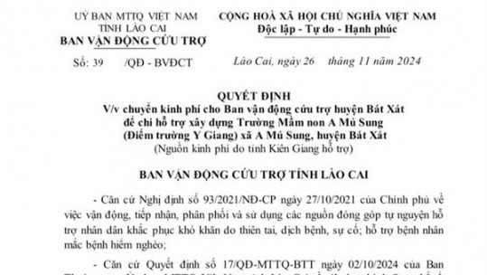 Chuyển hơn 3 tỷ đồng hỗ trợ các địa phương khắc phục hậu quả thiên tai