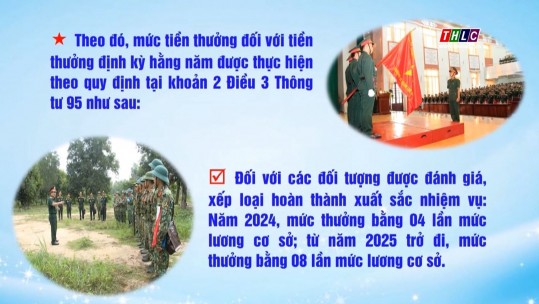 Mức tiền thưởng đối với sĩ quan, quân nhân chuyên nghiệp từ 25/12/2024