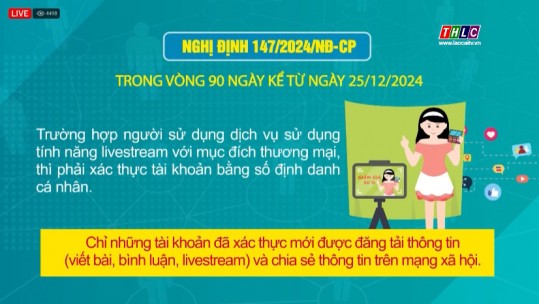 Chỉ được livestream khi đã xác thực tài khoản mạng xã hội bằng số điện thoại hoặc số định danh