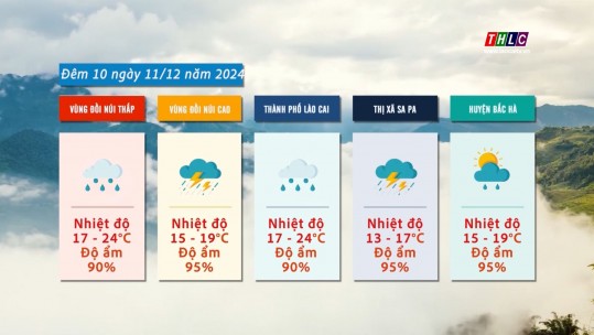 Dự báo thời tiết đêm 10 ngày 11/12/2024