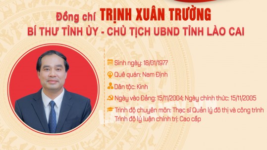 Tiểu sử tân Bí thư Tỉnh ủy Lào Cai Trịnh Xuân Trường