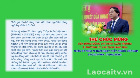 Thư chúc mừng của đồng chí Trịnh Xuân Trường - Bí thư Tỉnh ủy, Chủ tịch UBND tỉnh gửi ngành y tế