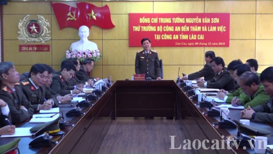 Thứ trưởng Bộ Công an Nguyễn Văn Sơn thăm và làm việc tại Công an tỉnh Lào Cai