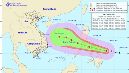 Bão Phanfone giật cấp 12, tiến vào Biển Đông
