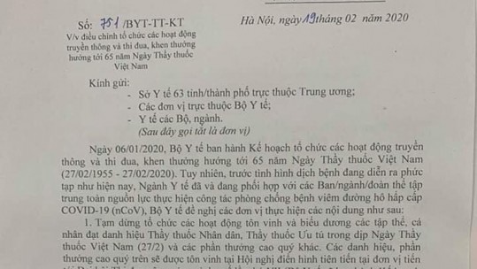 Không tổ chức tôn vinh Ngày Thầy thuốc, tập trung chống dịch Covid-19