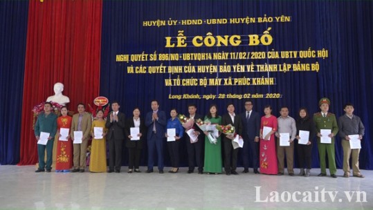 Công bố quyết định thành lập xã Phúc Khánh, huyện Bảo Yên