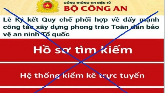 Phát hiện trang mạng mạo danh Cổng Thông tin điện tử Bộ Công an