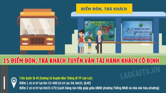 15 điểm đón, trả khách tuyến vận tải hành khách cố định trên địa bàn TP Lào Cai