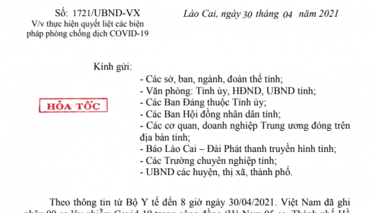 Thực hiện quyết liệt các biện pháp phòng chống dịch COVID-19