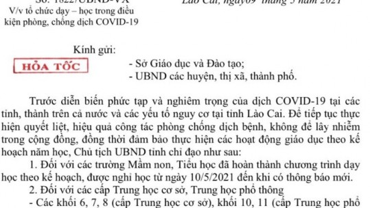 Học sinh tiểu học, mầm non nghỉ học từ ngày mai 10/5