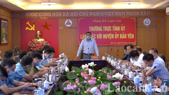 Thường trực Tỉnh ủy làm việc tại huyện Bảo Yên
