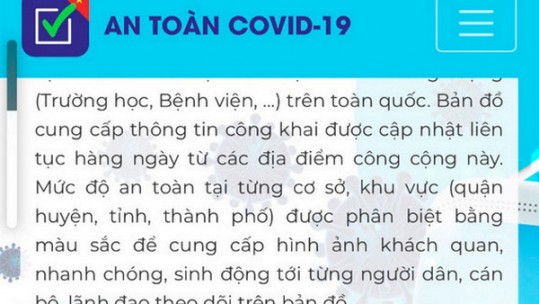 Cập nhật trạng thái trên Bản đồ chung sống an toàn với Covid-19