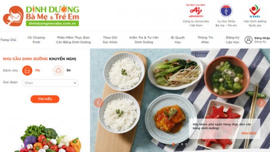 Triển khai phần mềm thực đơn dinh dưỡng cho mẹ và bé