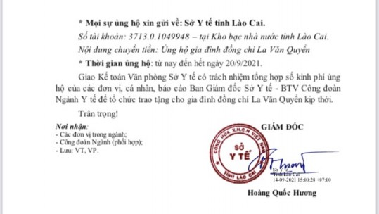 Kêu gọi ủng hộ gia đình cán bộ y tế tử vong khi chống dịch tại tỉnh Đồng Nai