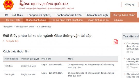 Chuẩn bị đổi giấy phép lái xe trên Cổng dịch vụ công Quốc gia