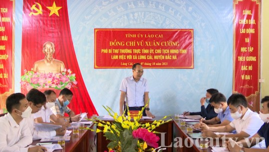 Thường trực Tỉnh ủy làm việc tại xã Lùng Cải, huyện Bắc Hà