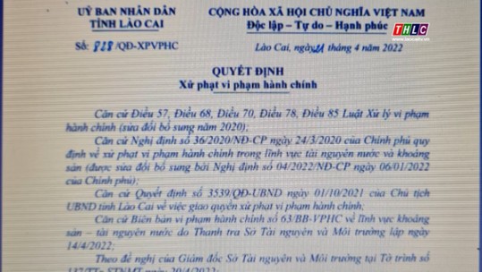 Xử phạt 170 triệu đồng đối với doanh nghiệp lấn đất trái phép khai thác cát trên sông Chảy