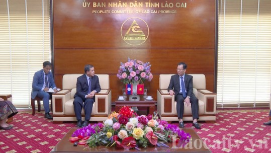 Phó Chủ tịch UBND tỉnh Hoàng Quốc Khánh tiếp xã giao Đại sứ Lào tại Việt Nam