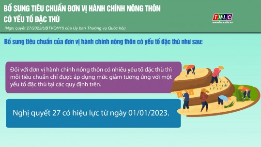 Bổ sung tiêu chuẩn đơn vị hành chính nông thôn có yếu tố đặc thù
