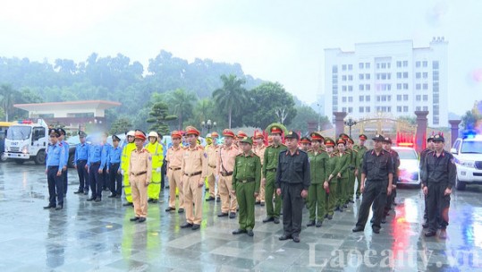 Công an tỉnh Lào Cai ra quân cao điểm đảm bảo trật tự, an toàn giao thông