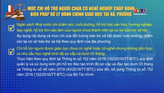 Mức chi hỗ trợ người chưa có nghề nghiệp chấp hành biện pháp xử lý hành chính giáo dục tại xã, phường