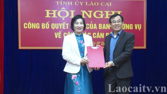 Công bố quyết định của Ban Thường vụ Tỉnh ủy về công tác cán bộ