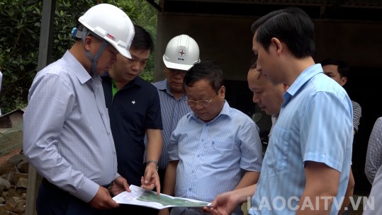 Lãnh đạo tỉnh kiểm tra phát sinh trong quá trình thi công đường dây 500 kV Lào Cai - Vĩnh Yên tại huyện Bảo Yên